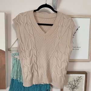 Cream Cable Knit Sweater Vest